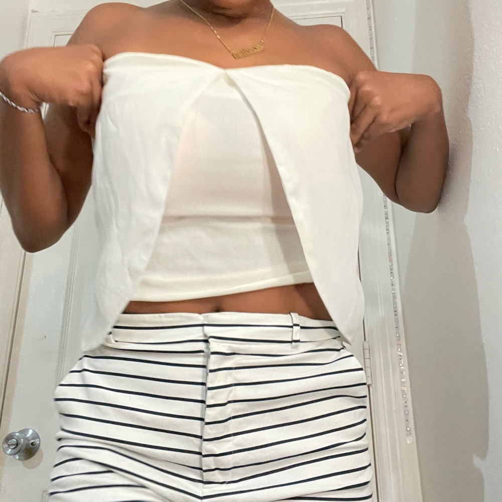 White strapless curtain corset